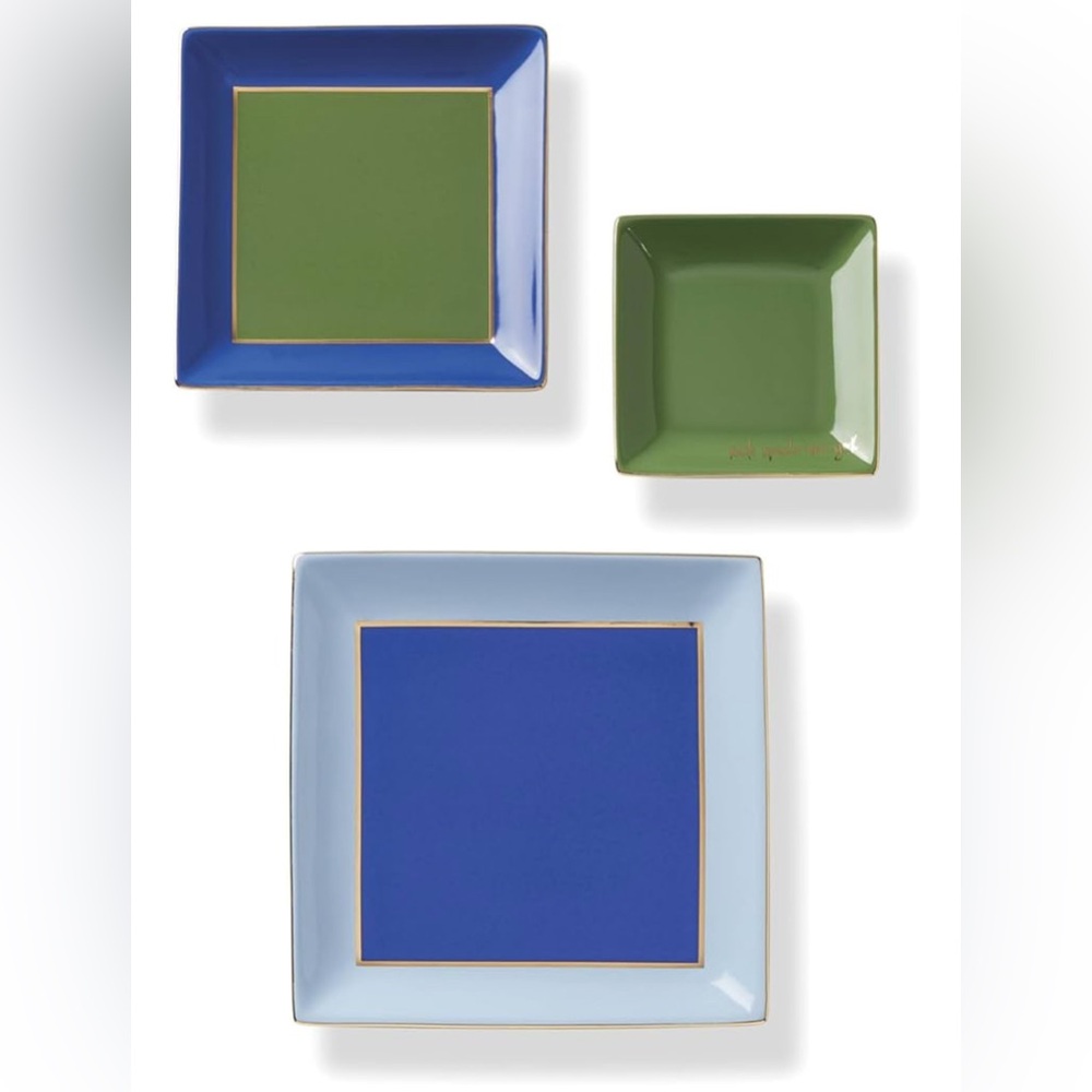 Kate Spade NWT Make It Pop Cool Blue 3 Piece Tray Set.